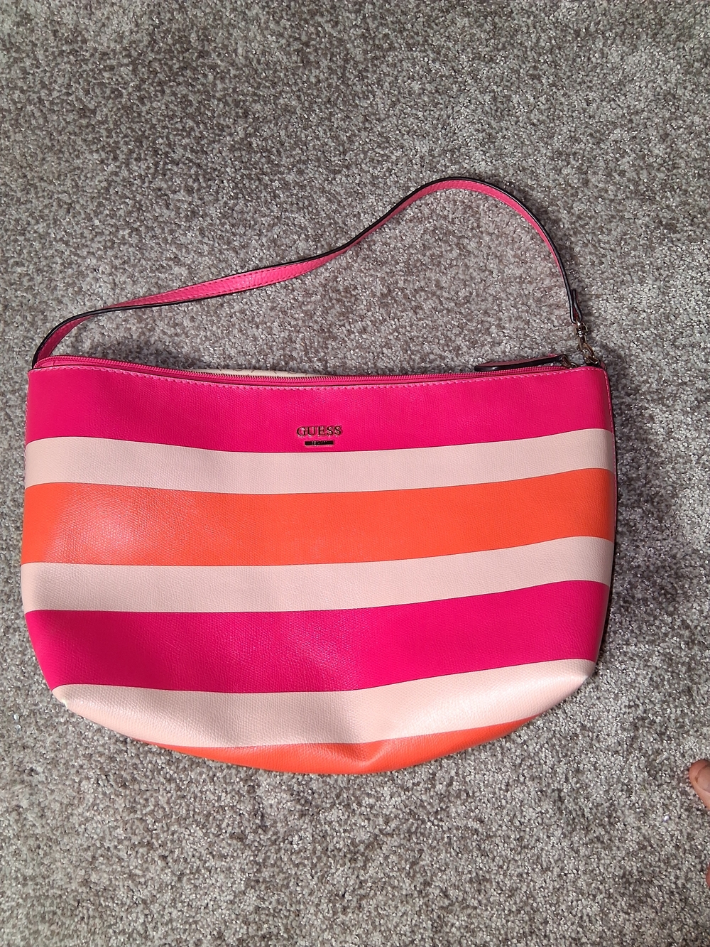 GUESS Pink & Orange Striped Shoulder Bag
